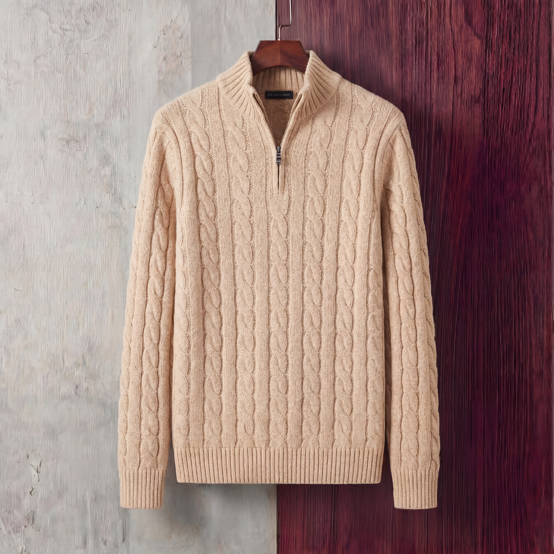 Men's Cable Knit Quarter Zip Sweater