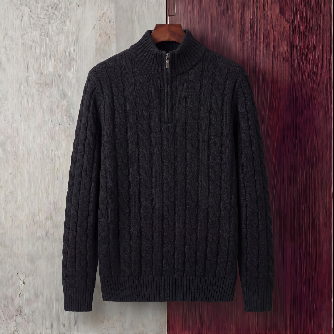 Men's Cable Knit Quarter Zip Sweater