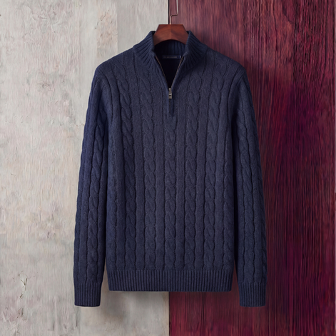 Men's Cable Knit Quarter Zip Sweater