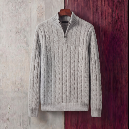 Men's Cable Knit Quarter Zip Sweater