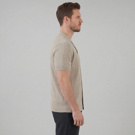 Men's Cable Knit Short Sleeve Shirt