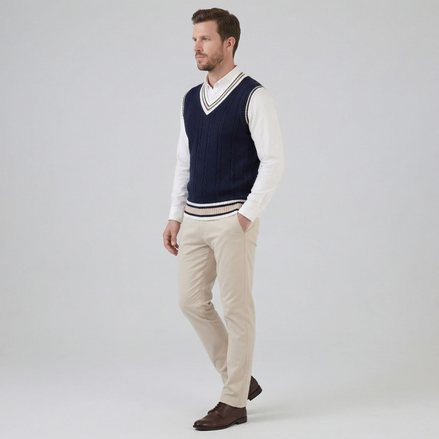 Men’s Cable Knit V-Neck Sweater Vest
