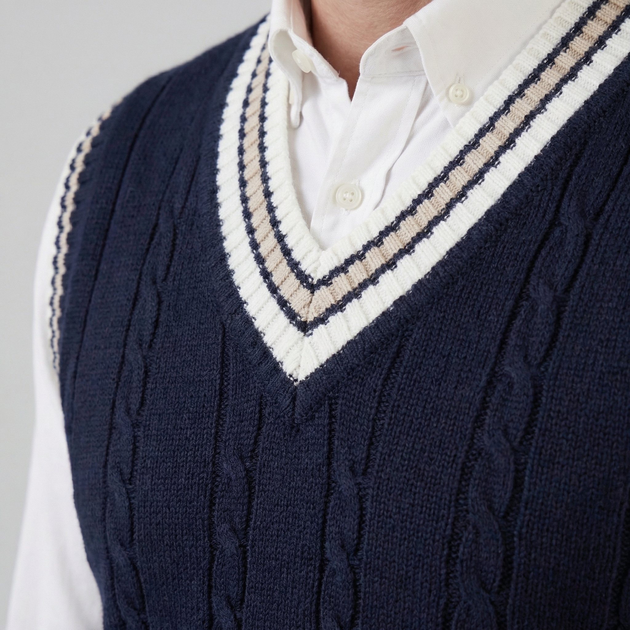 Men’s Cable Knit V-Neck Sweater Vest