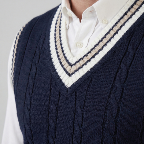 Men’s Cable Knit V-Neck Sweater Vest