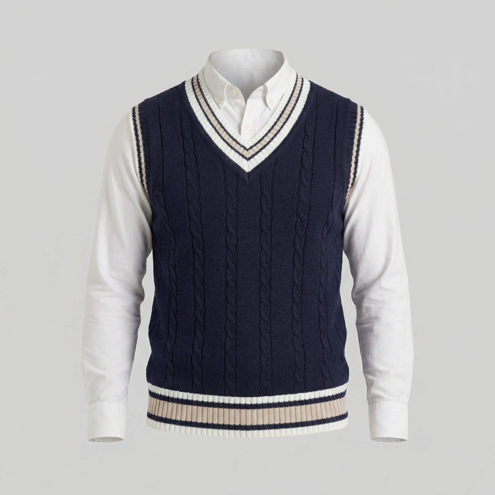 Men’s Cable Knit V-Neck Sweater Vest