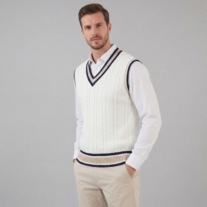 Men’s Cable Knit V-Neck Sweater Vest