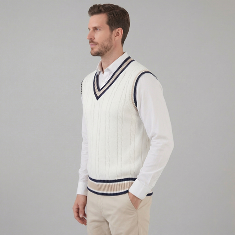 Men’s Cable Knit V-Neck Sweater Vest