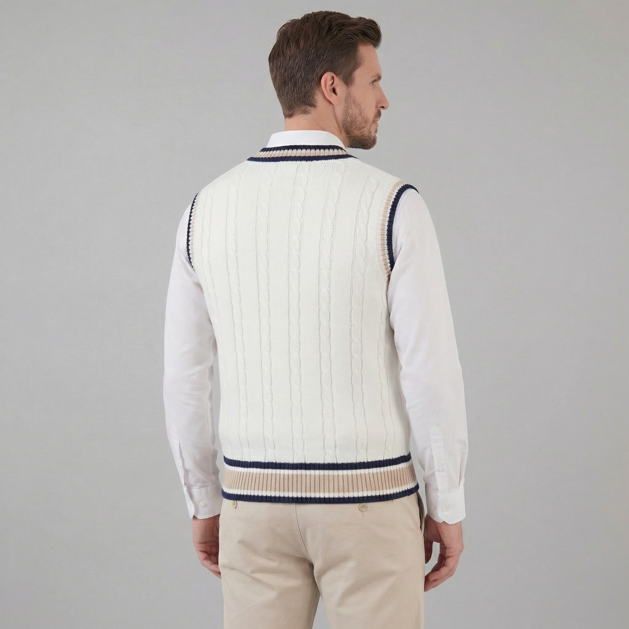 Men’s Cable Knit V-Neck Sweater Vest
