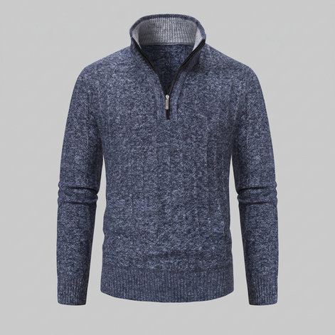 Men's Cable Knit Quarter-Zip Sweater