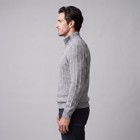 Men's Cable Knit Quarter-Zip Sweater