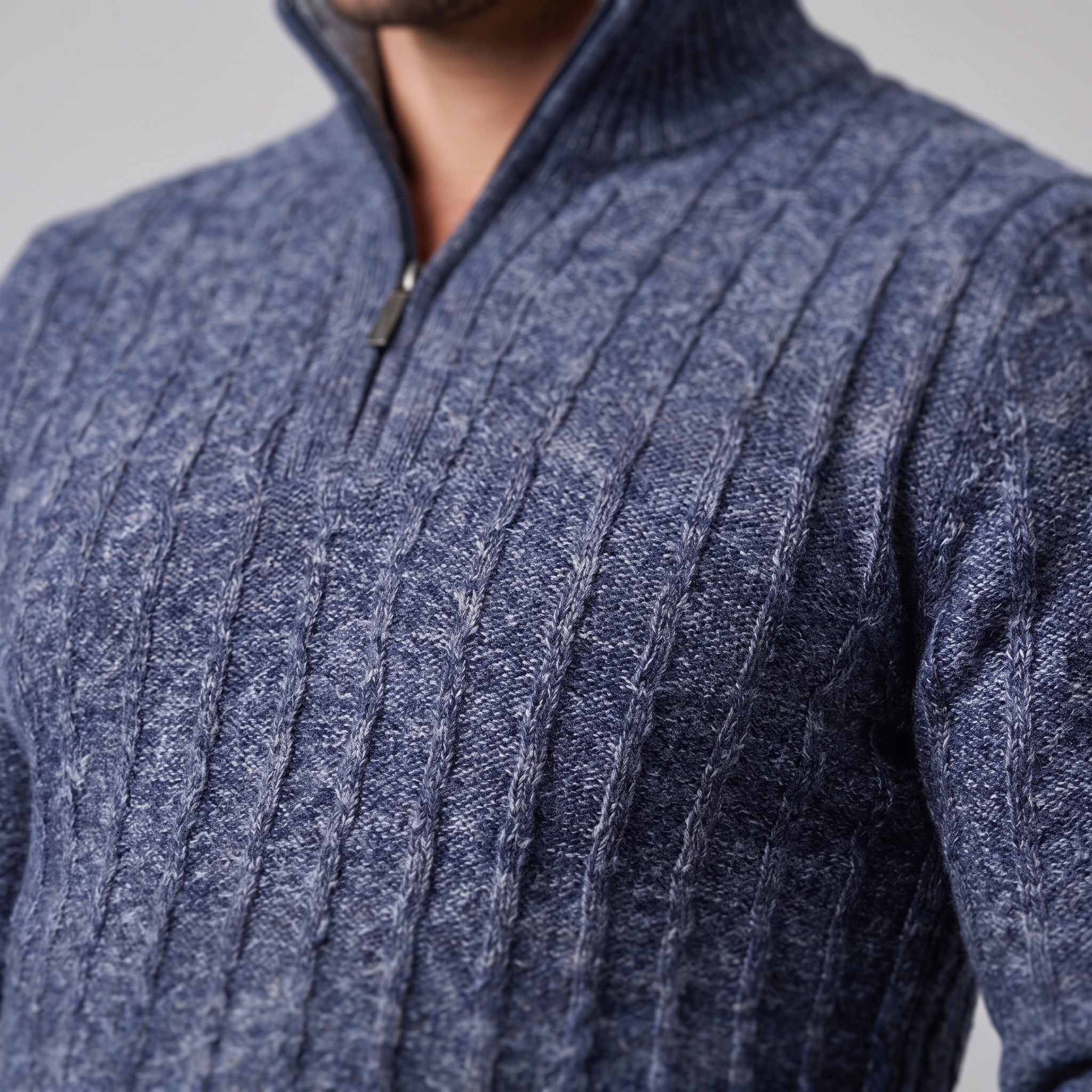 Men's Cable Knit Quarter-Zip Sweater