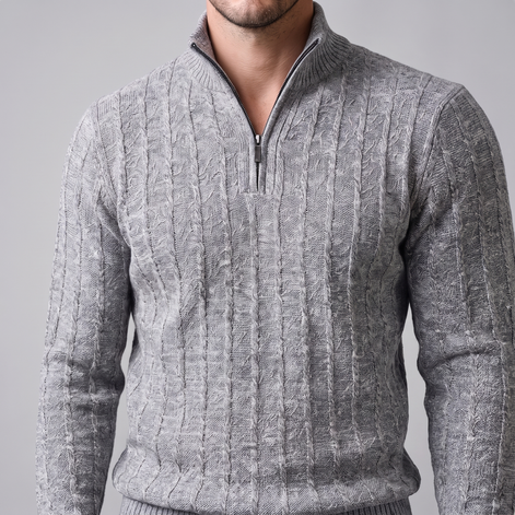 Men's Cable Knit Quarter-Zip Sweater