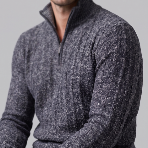 Men's Cable Knit Quarter-Zip Sweater