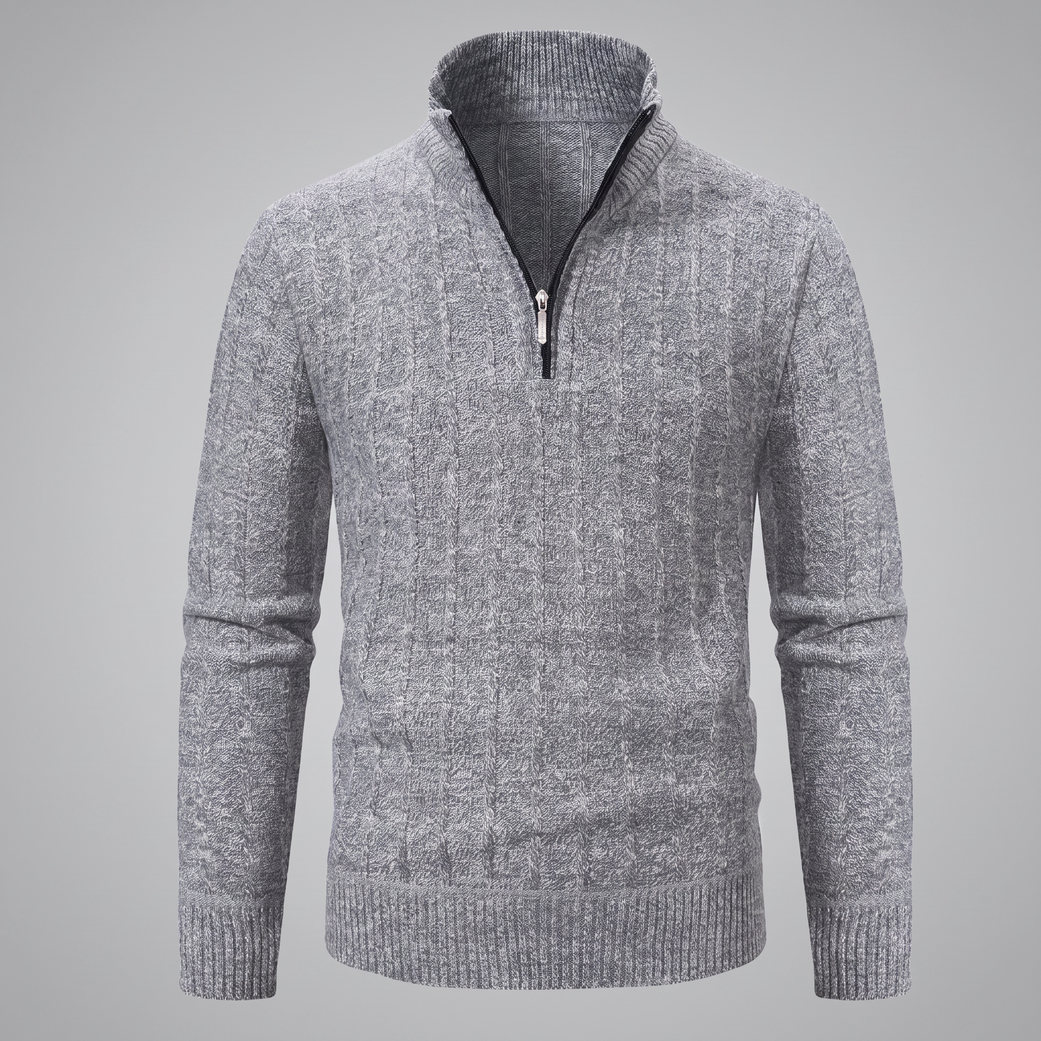 Men's Cable Knit Quarter-Zip Sweater