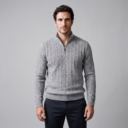 Men's Cable Knit Quarter-Zip Sweater