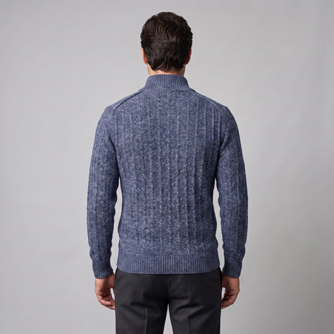 Men's Cable Knit Quarter-Zip Sweater