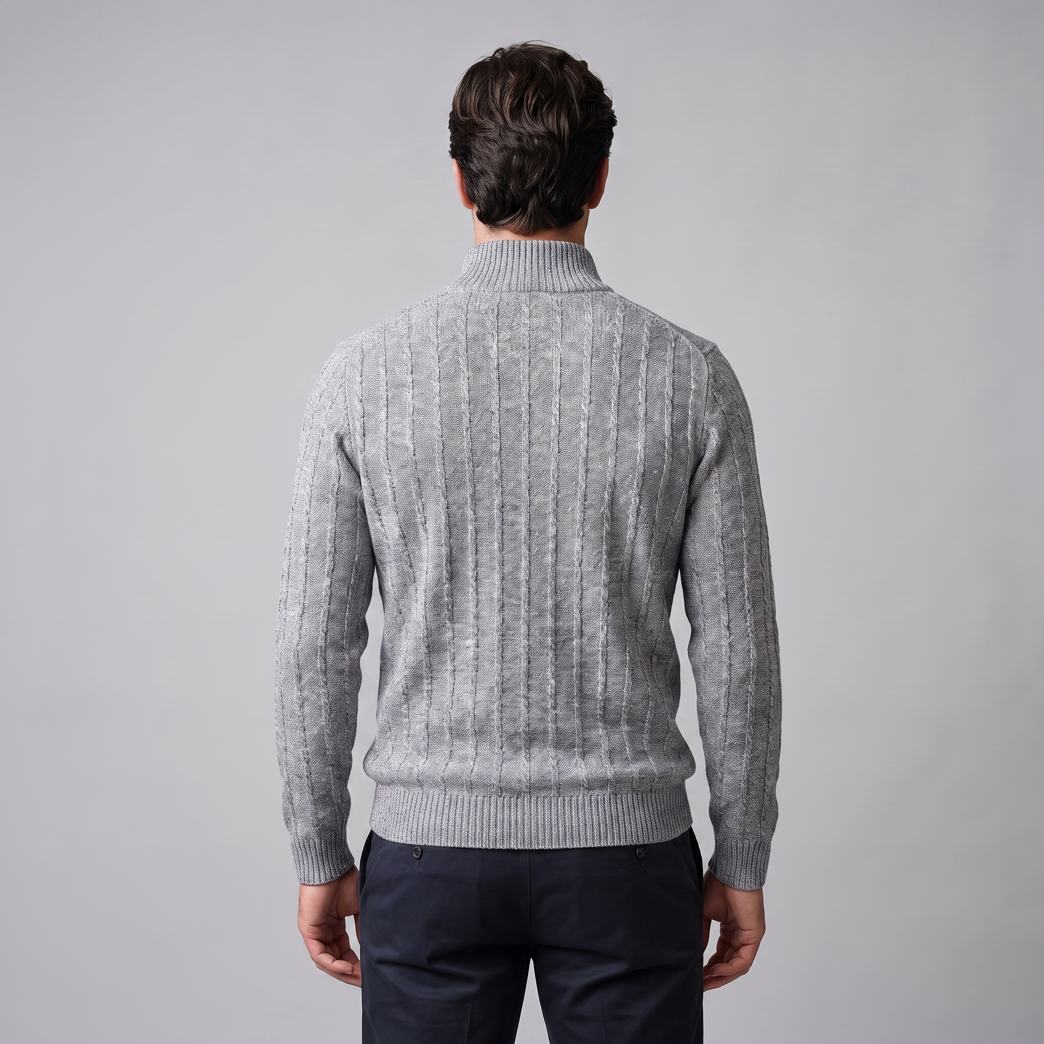 Men's Cable Knit Quarter-Zip Sweater