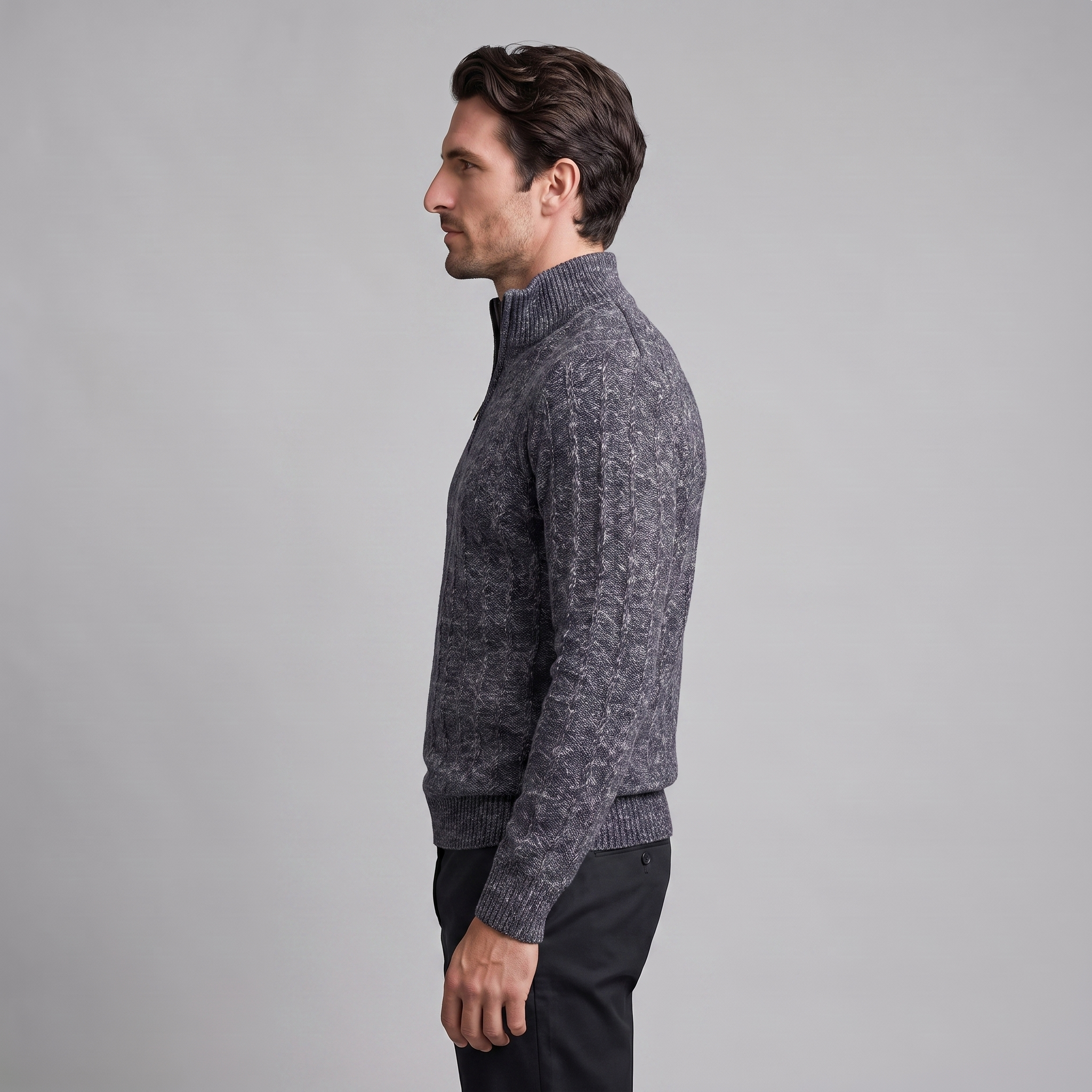 Men's Cable Knit Quarter-Zip Sweater