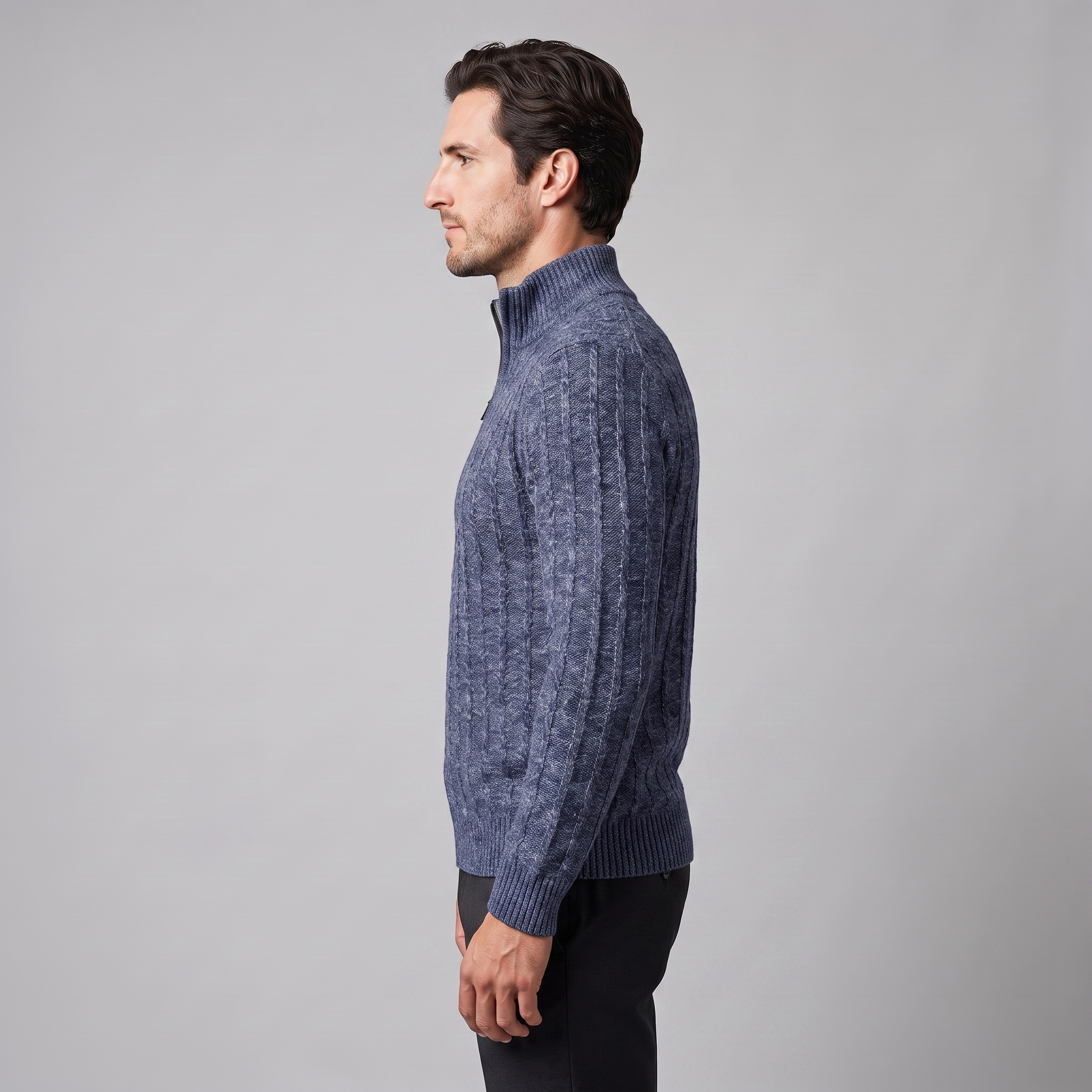 Men's Cable Knit Quarter-Zip Sweater
