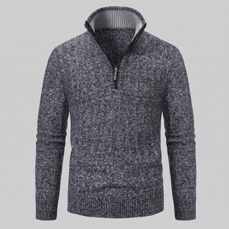 Men's Cable Knit Quarter-Zip Sweater