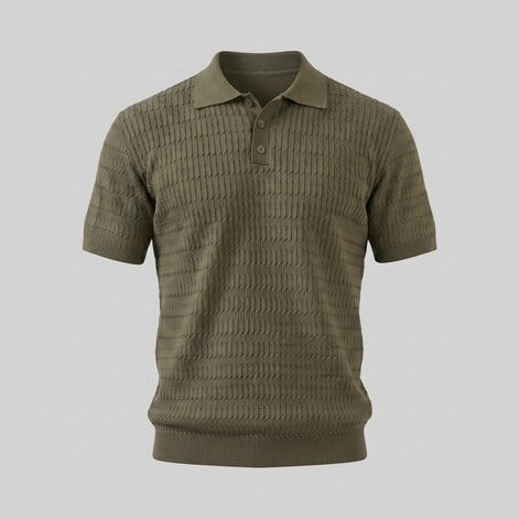 Men's Cable Texture Knit Polo