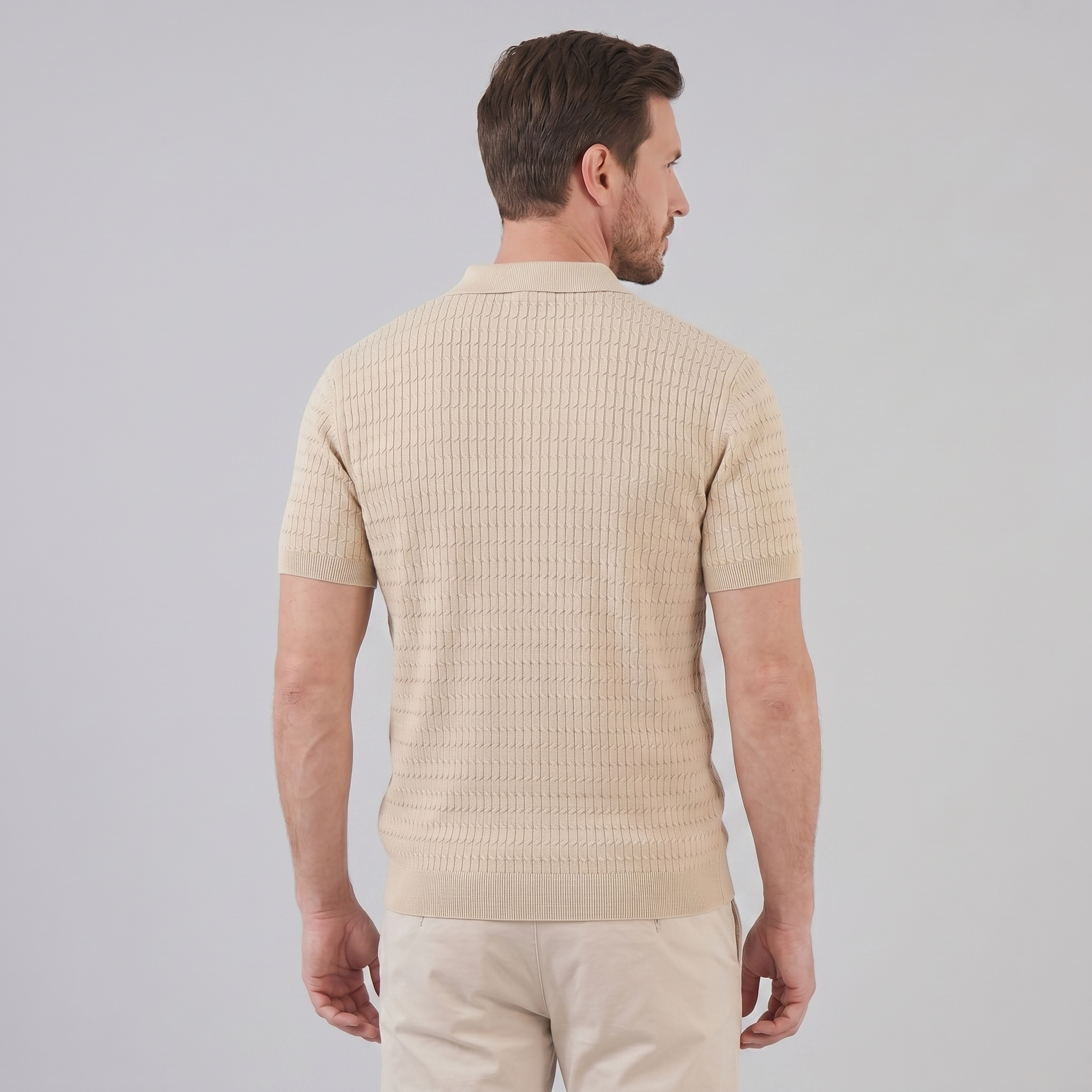 Men's Cable Texture Knit Polo
