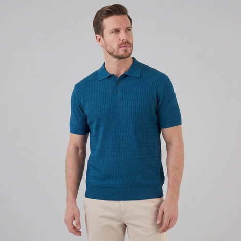 Men's Cable Texture Knit Polo