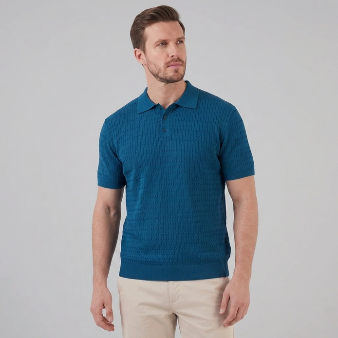 Men's Cable Texture Knit Polo