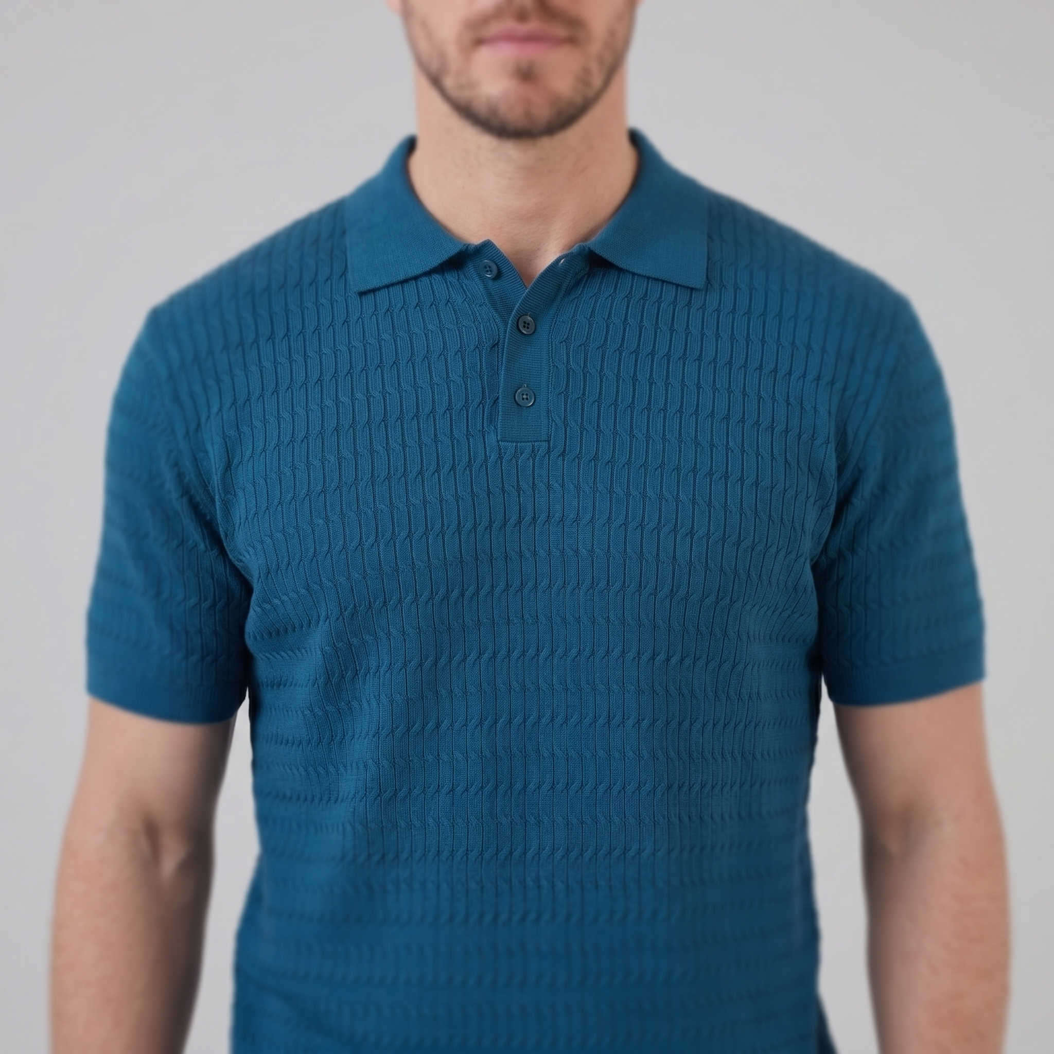 Men's Cable Texture Knit Polo