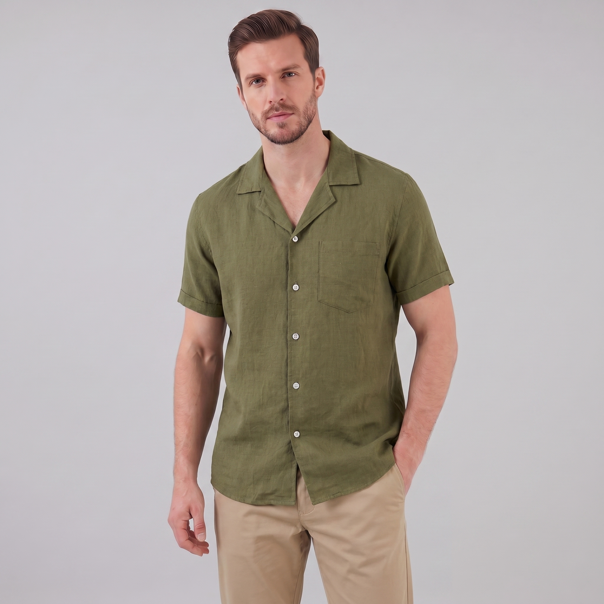 Men's Camp Collar Short-Sleeve Shirt