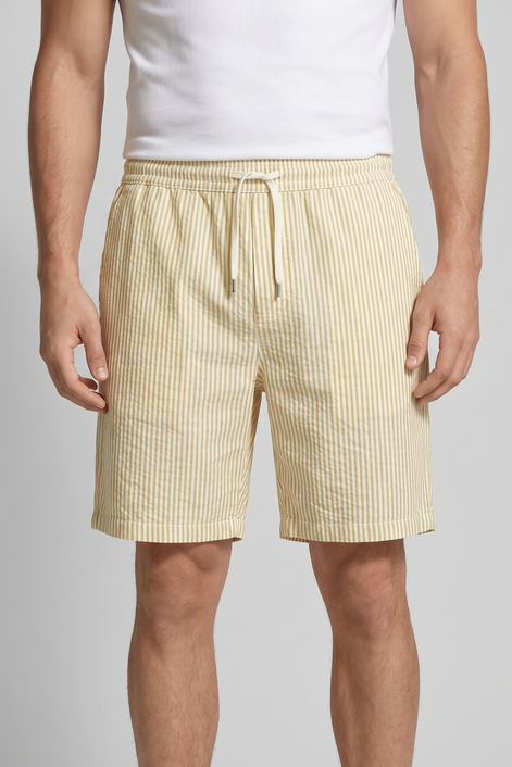 Men's Casual Striped Shorts with Adjustable Drawstring Waist