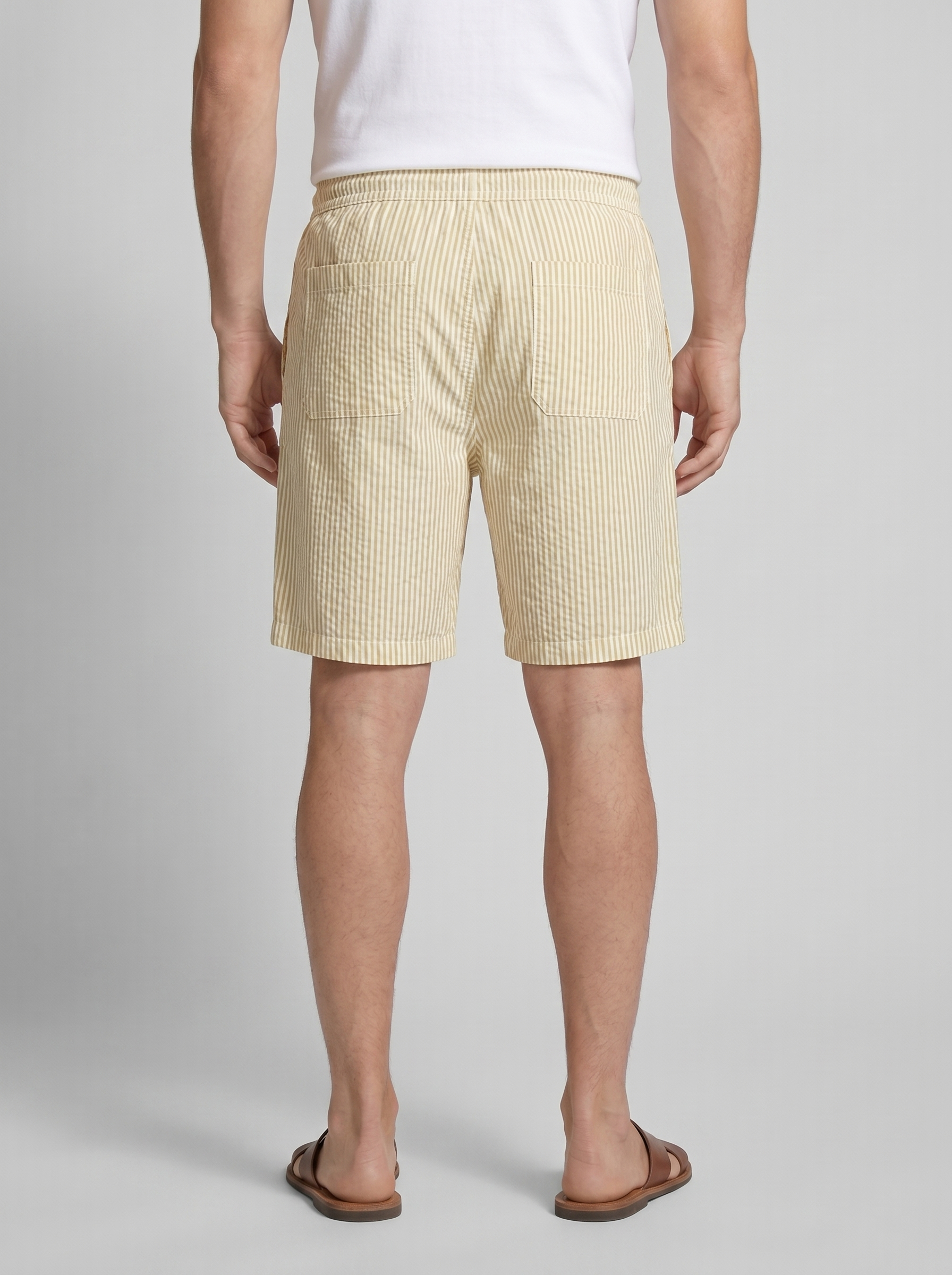 Men's Casual Striped Shorts with Adjustable Drawstring Waist