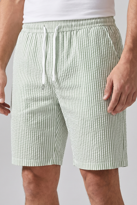 Men's Casual Striped Shorts with Adjustable Drawstring Waist
