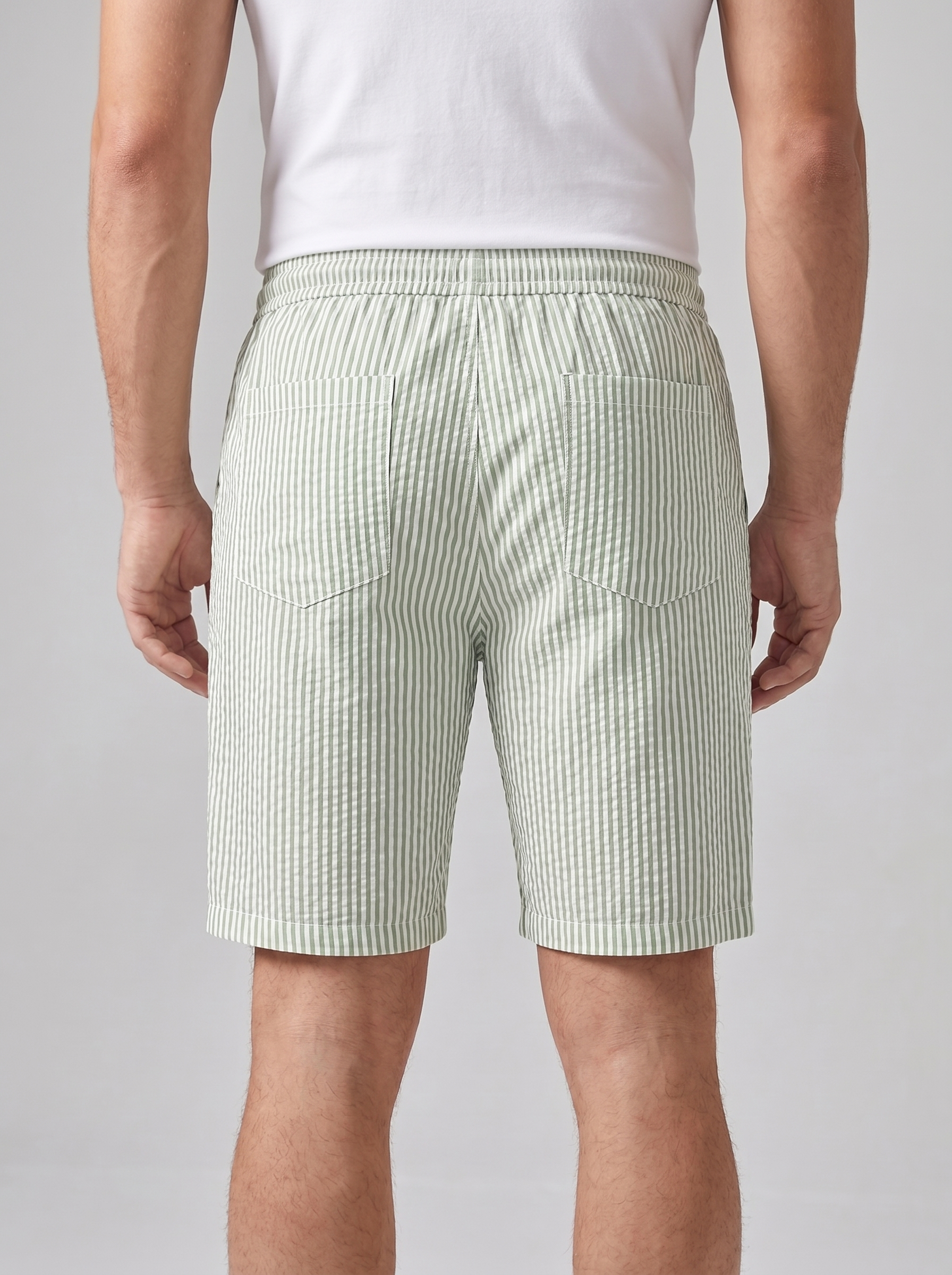 Men's Casual Striped Shorts with Adjustable Drawstring Waist