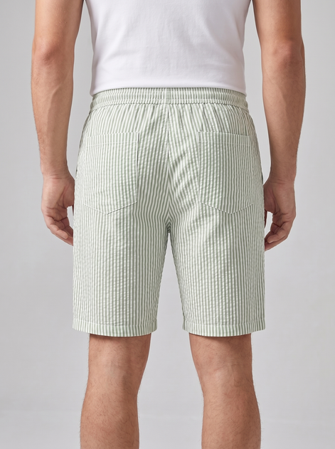 Men's Casual Striped Shorts with Adjustable Drawstring Waist