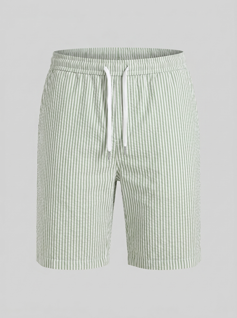 Men's Casual Striped Shorts with Adjustable Drawstring Waist