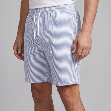 Men's Casual Striped Shorts with Adjustable Drawstring Waist