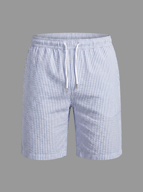 Men's Casual Striped Shorts with Adjustable Drawstring Waist