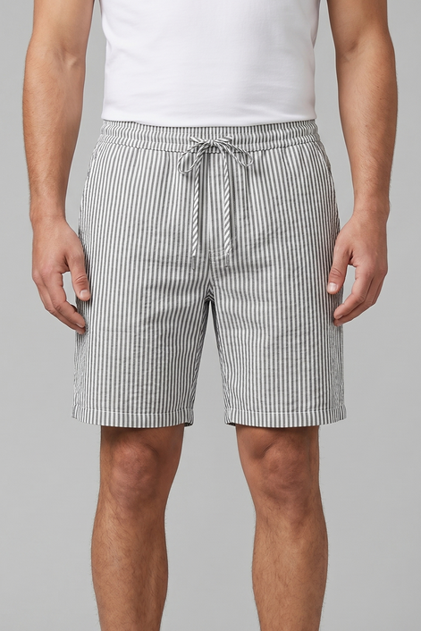 Men's Casual Striped Shorts with Adjustable Drawstring Waist