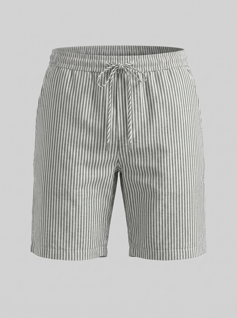 Men's Casual Striped Shorts with Adjustable Drawstring Waist