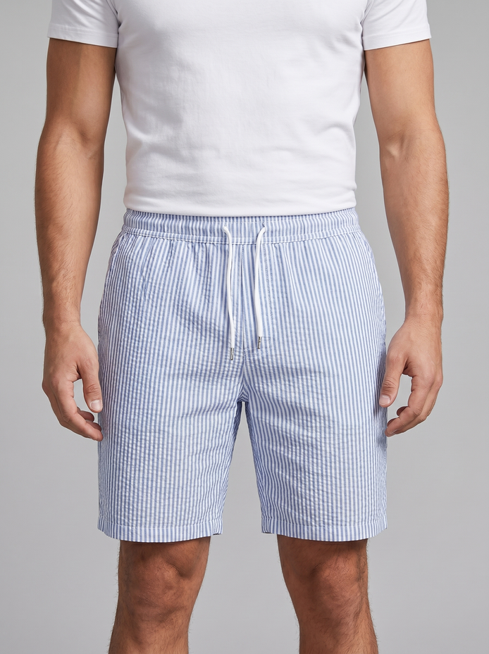 Men's Casual Striped Shorts with Adjustable Drawstring Waist