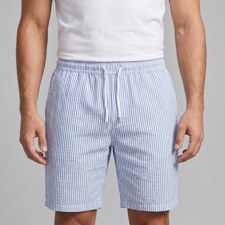Men's Casual Striped Shorts with Adjustable Drawstring Waist