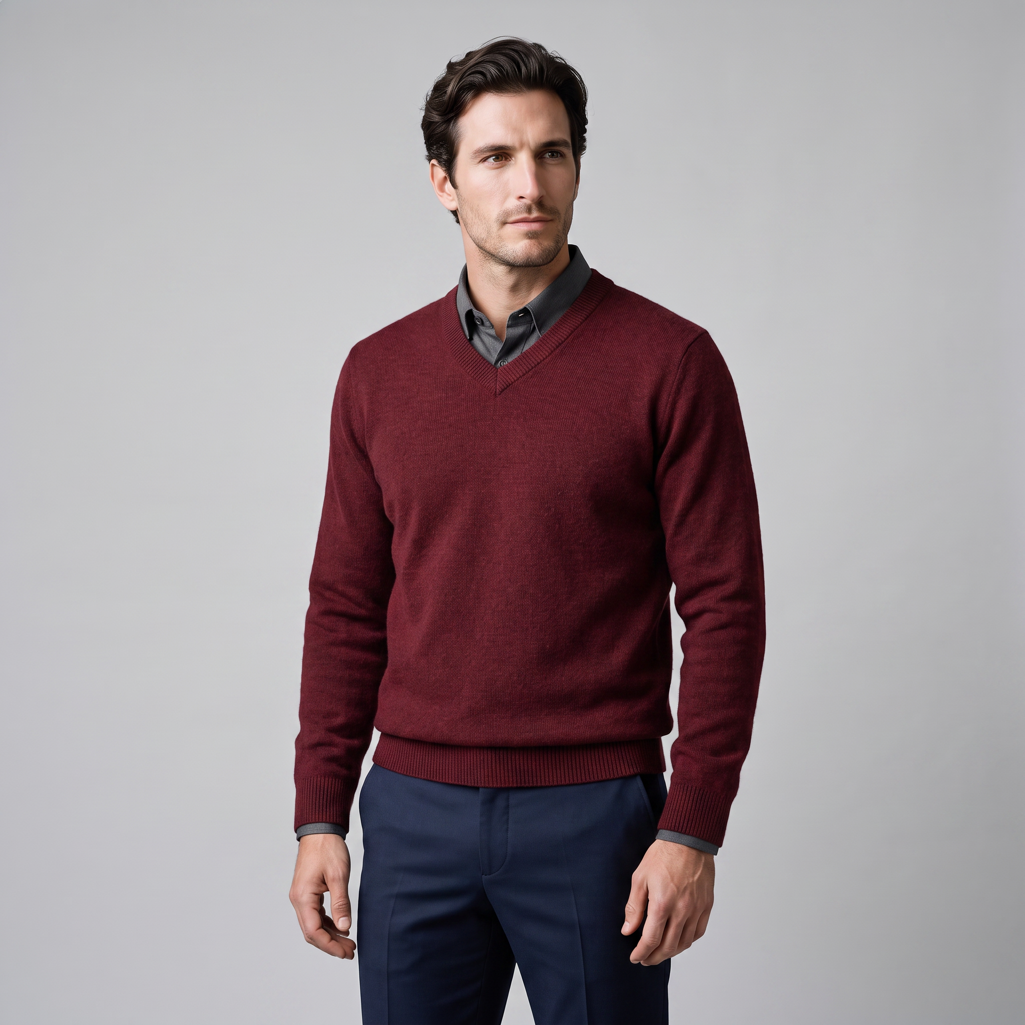 Men's Casual V-Neck Knit Sweater