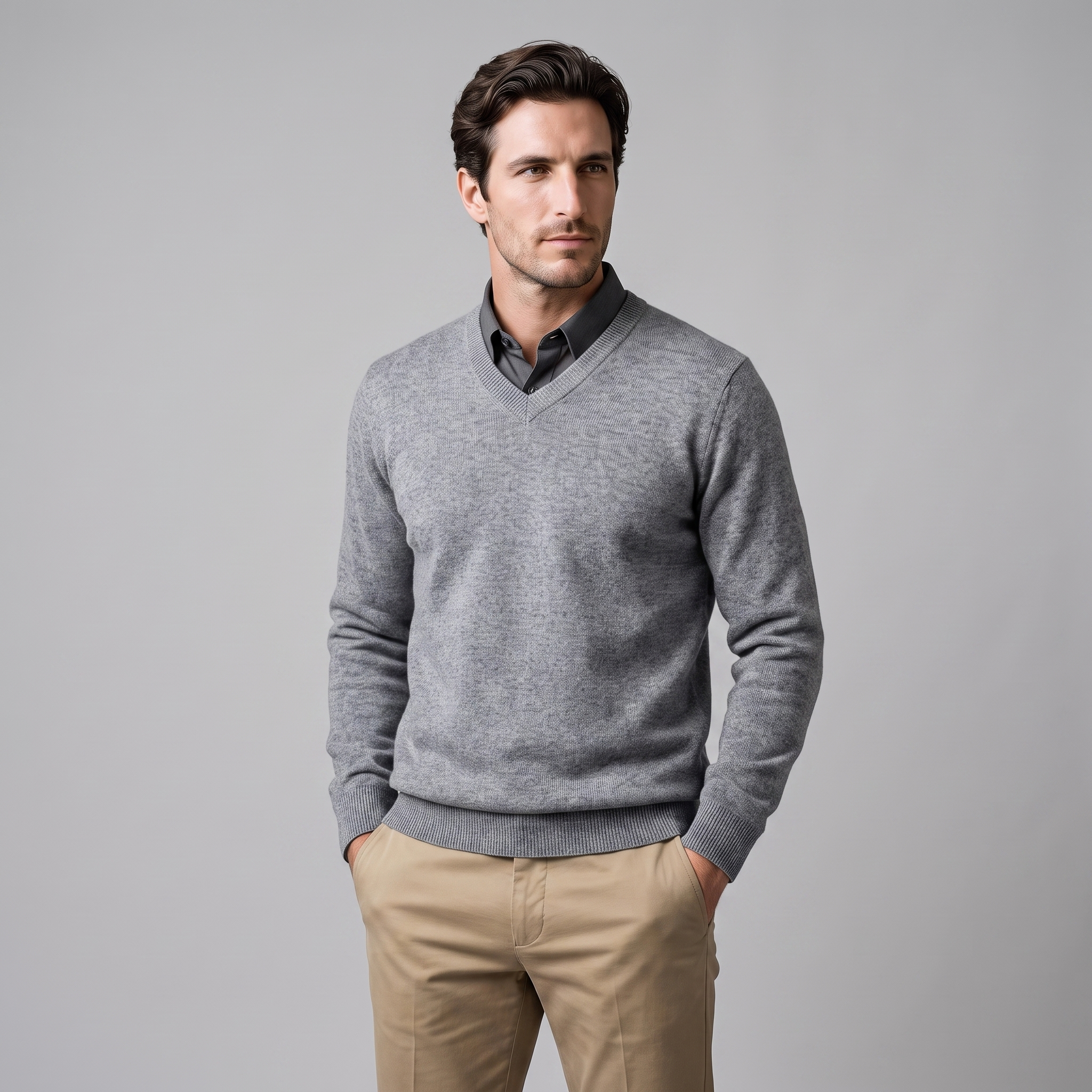 Men's Casual V-Neck Knit Sweater