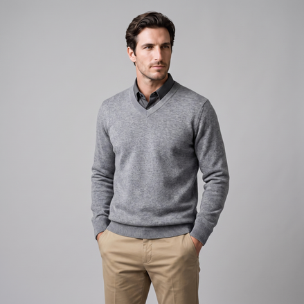 Men's Casual V-Neck Knit Sweater