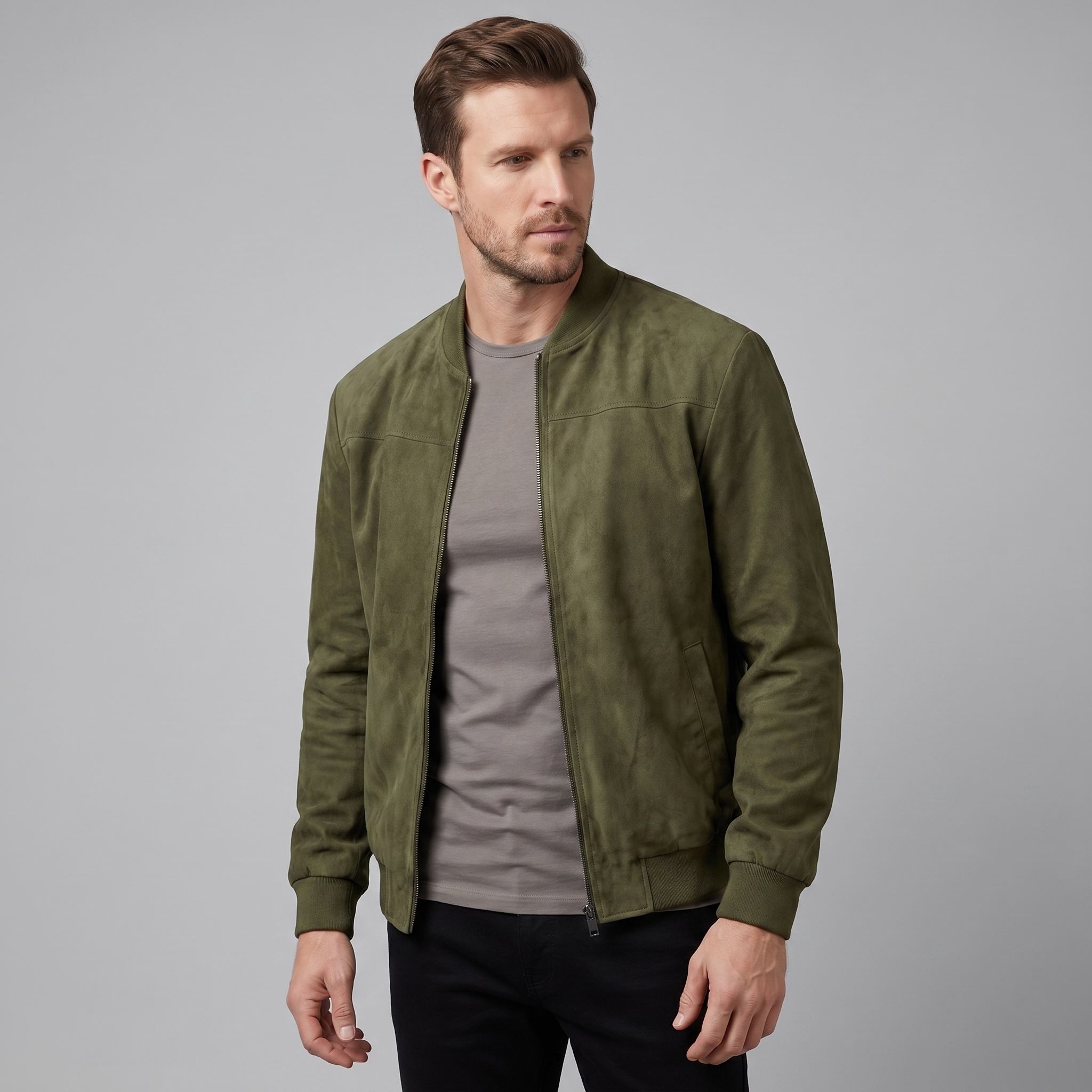 Men's Casual Velvet Bomber Jacket