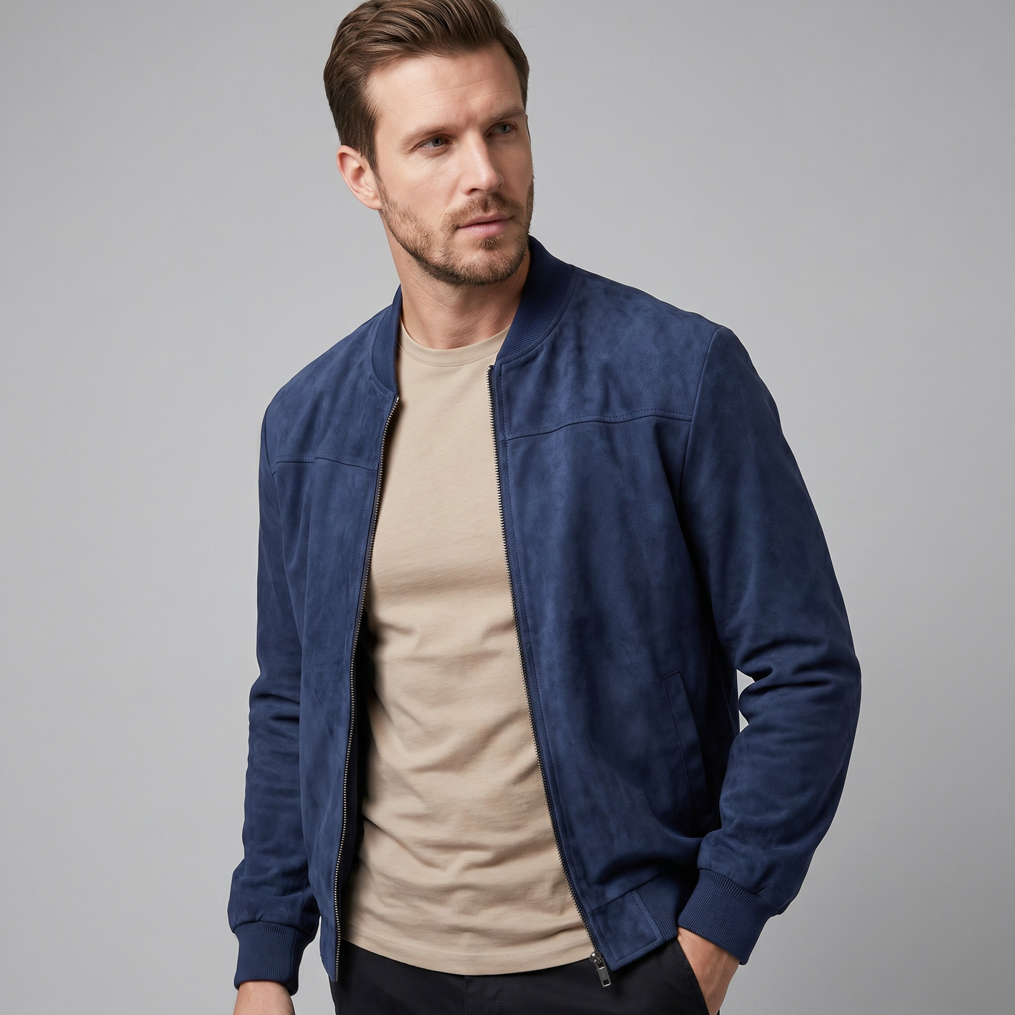 Men's Casual Velvet Bomber Jacket