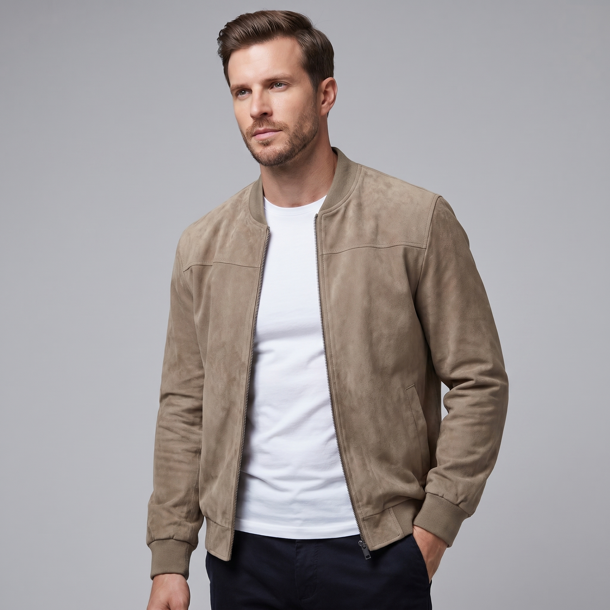 Men's Casual Velvet Bomber Jacket