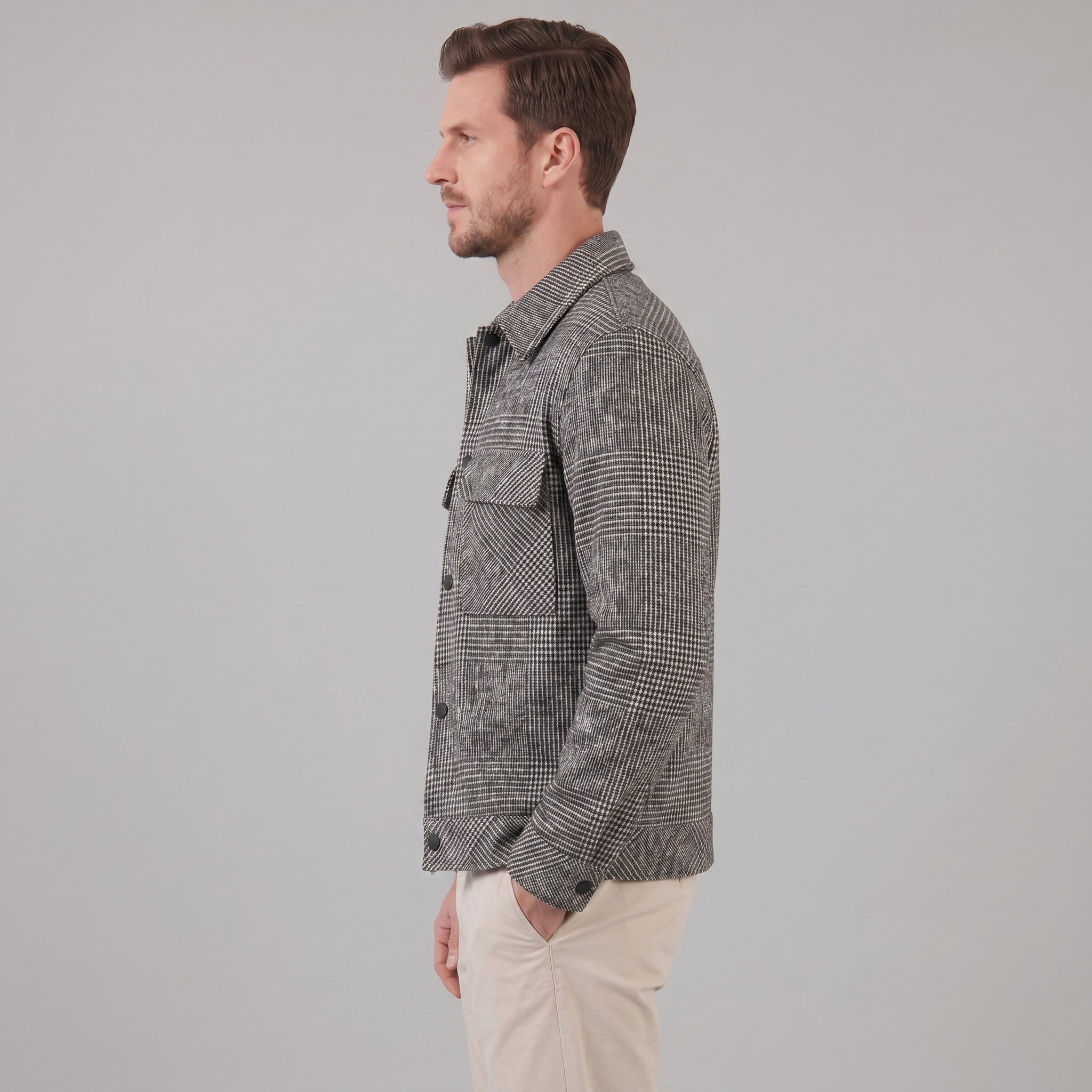 Men's Checked Spring Overcoat