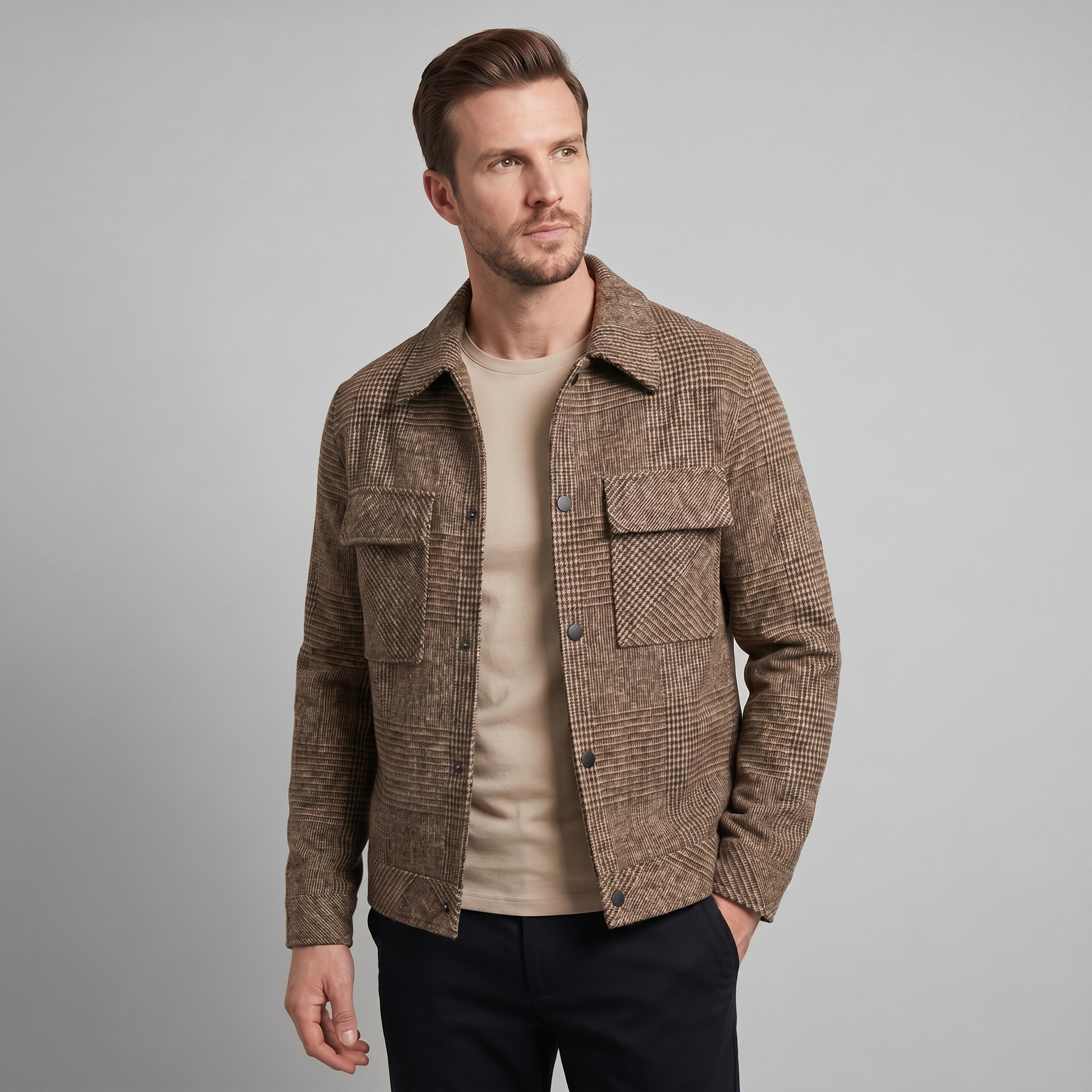 Men's Checked Spring Overcoat